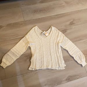 American Rag White Knit V neck Sweater